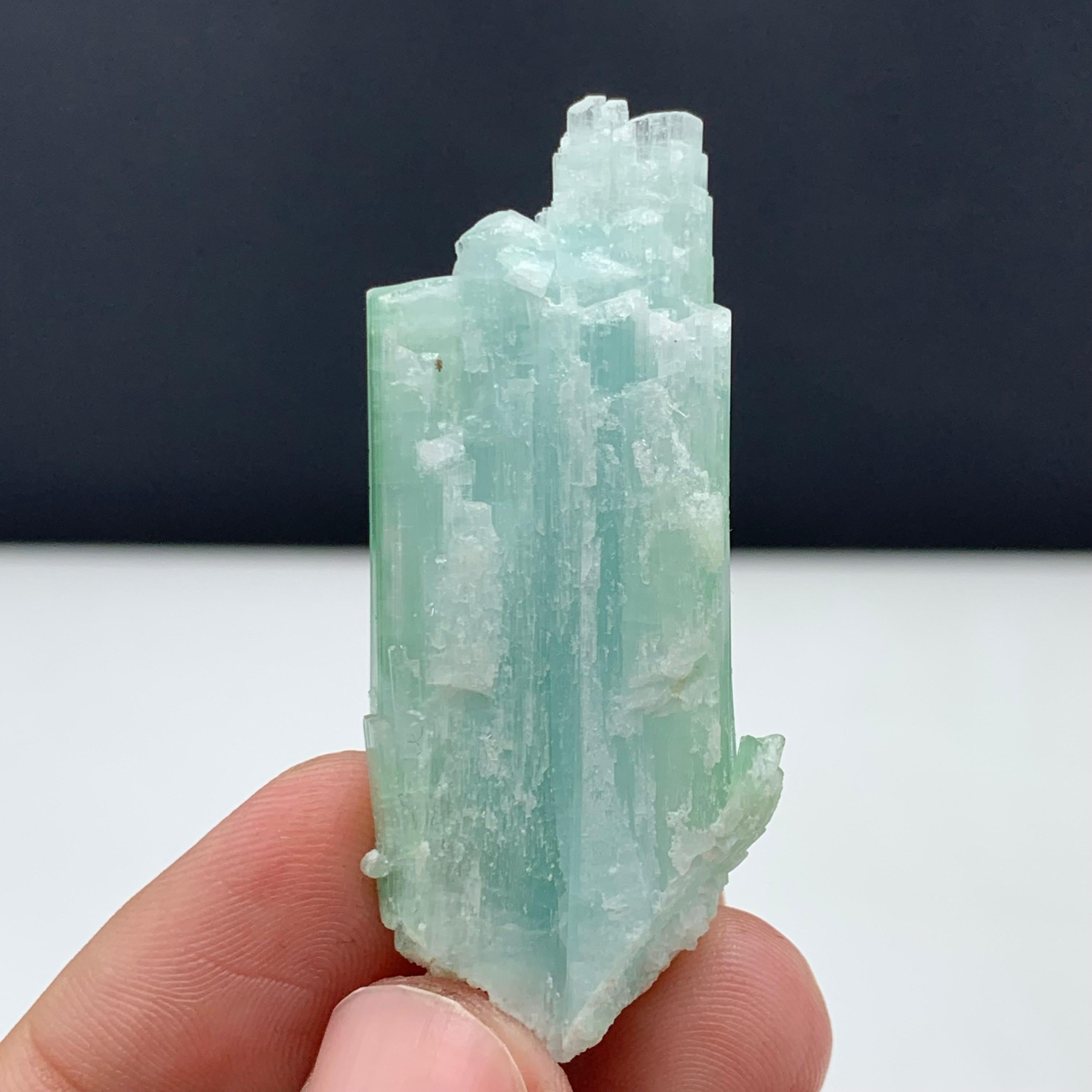 Rock Crystal 25.75 Gram Pretty Light Green Tourmaline Crystal Bunch from Kunar, Afghanistan  For Sale
