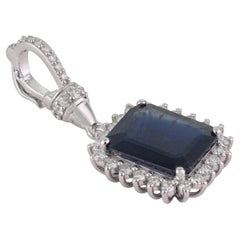 2.57ct Blue Sapphire & Diamond Halo Pendant with Hinged Locking Bail in 14K Gold