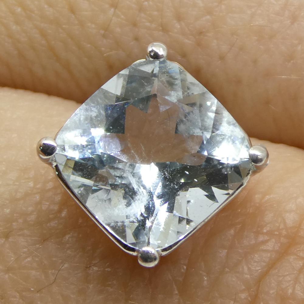 Orecchino singolo in oro bianco 14k con acquamarina blu a cuscino da 2,57 carati In condizioni Nuovo in vendita a Toronto, Ontario