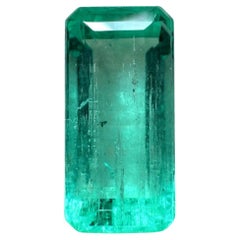 2.57ct Light Bluish Green Elongated Emerald Cut Colombian Gem Genuine May