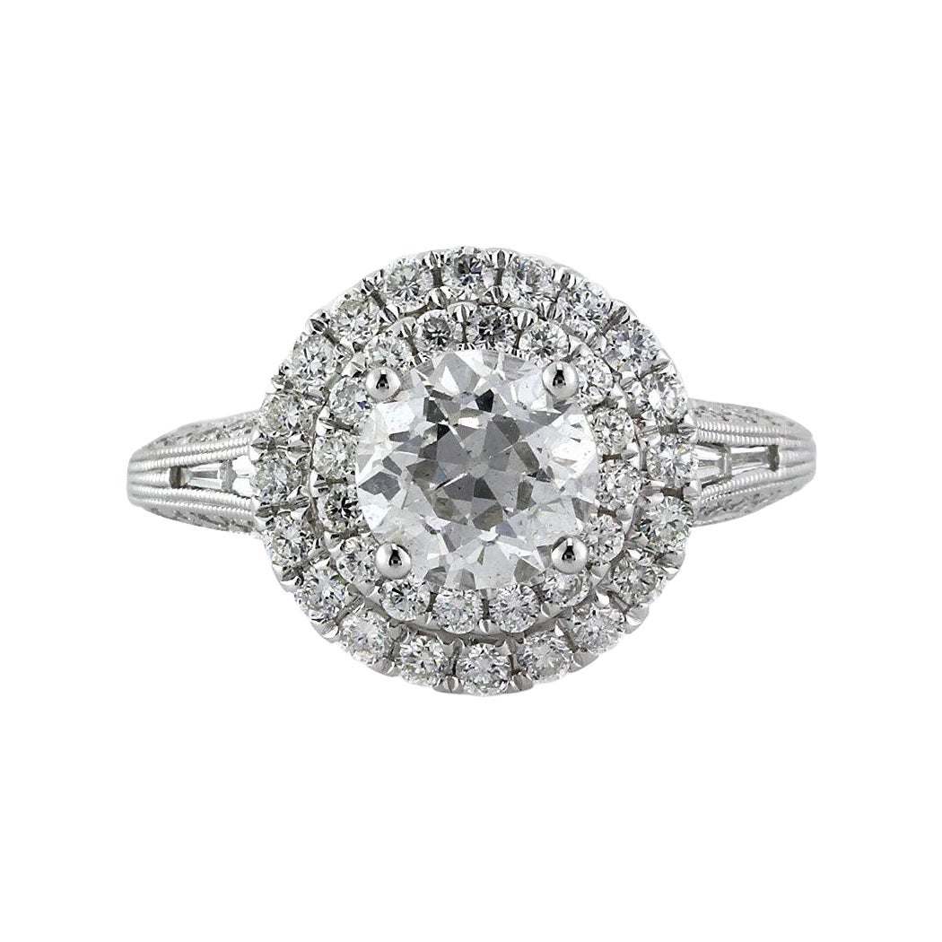 2.57ct Old European Cut Diamond Engagement Ring For Sale