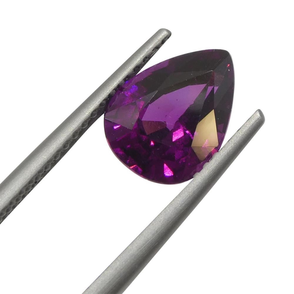 Brilliant Cut 2.57ct Pear Shape Purple Rhodolite Garnet from Umba River Valley, Tanzania For Sale