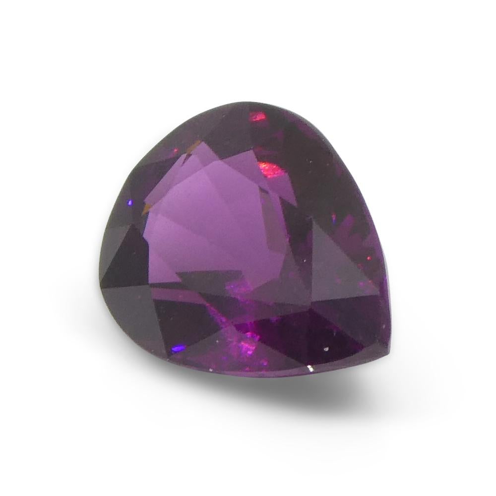 2.57ct Pear Shape Purple Rhodolite Garnet from Umba River Valley, Tanzania In New Condition For Sale In Toronto, Ontario
