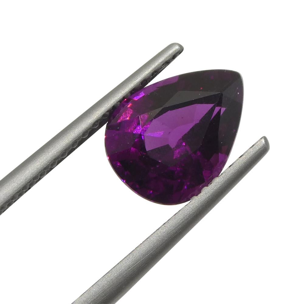 2.57ct Pear Shape Purple Rhodolite Garnet from Umba River Valley, Tanzania For Sale 3