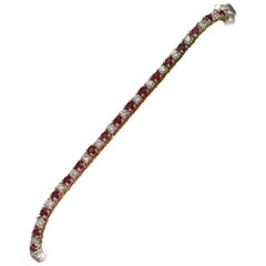 2.57 Karat Rubin & Diamant Tennis Armband mit gerader Linie aus 14k Weißgold