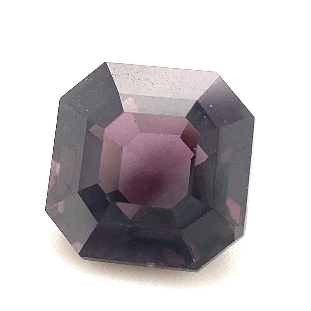 Description:

Gem Type: Spinel 
Number of Stones: 1
Weight: 2.57 cts
Measurements: 7.64 x 7.65 x 4.95 mm
Shape: Square
Cutting Style Crown: Step Cut
Cutting Style Pavilion: Step Cut 
Transparency: Transparent
Clarity: Very Very Slightly Included: