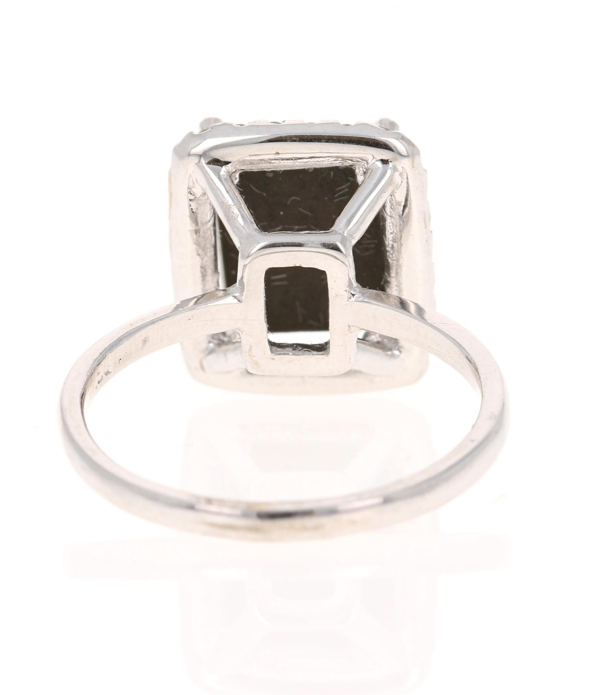 Contemporary 2.58 Carat Amolite Diamond 14 Karat White Gold Ring For Sale