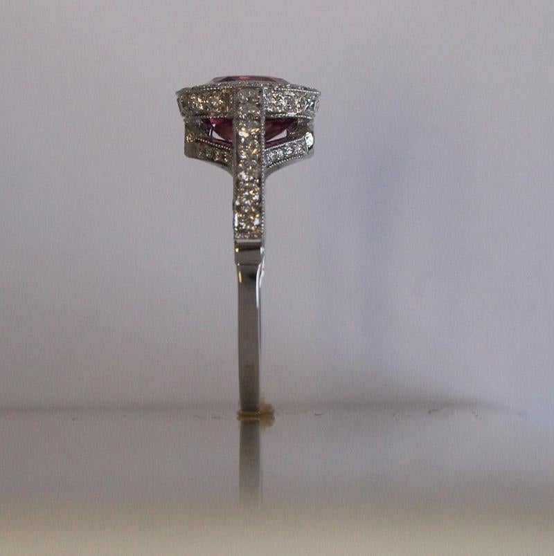 2.58 Carat Big Cushion Natural Fancy Pink Sapphire and Diamond Ring Platinum In Excellent Condition For Sale In West Hollywood, CA