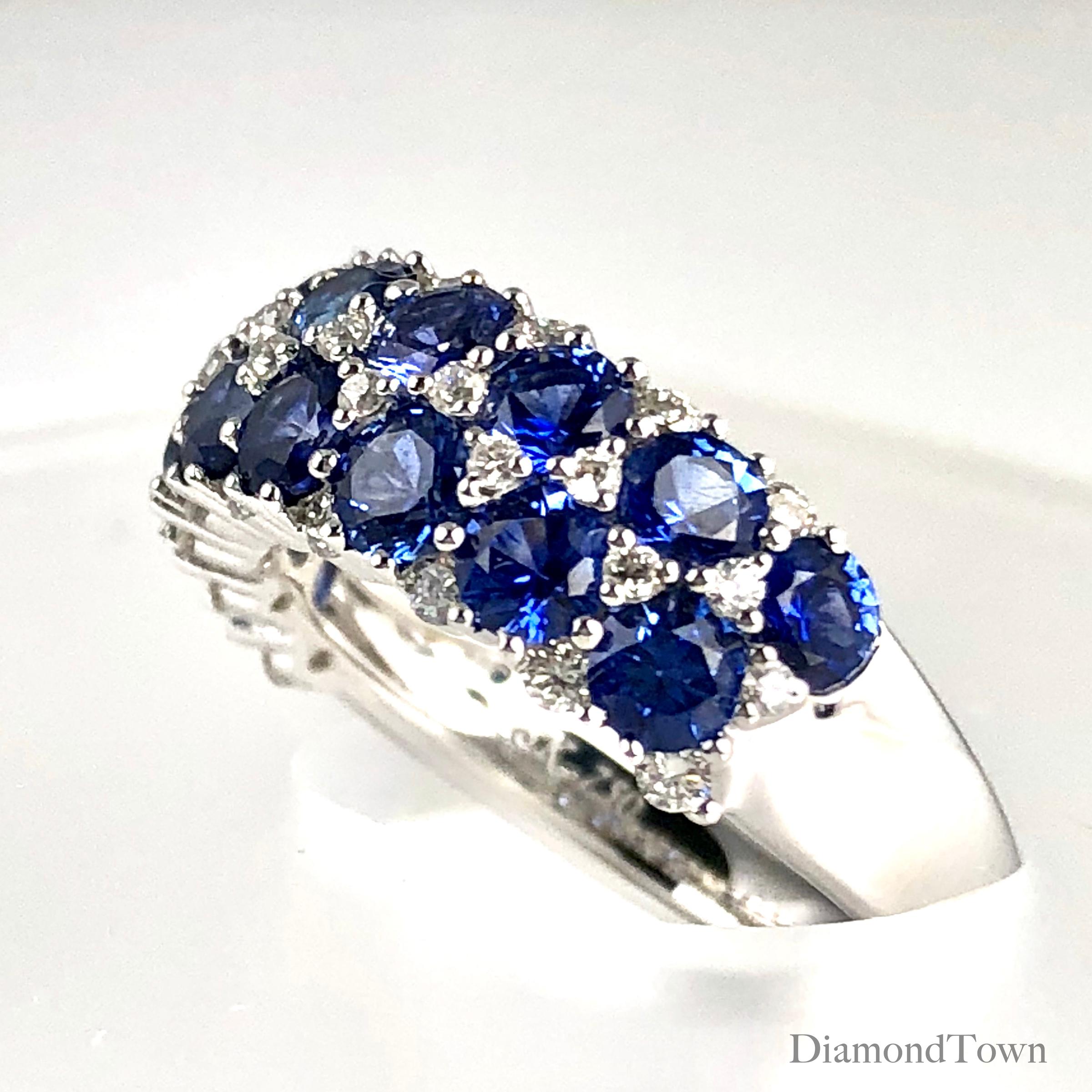 Contemporain Bague fantaisie saphir bleu 2,58 carats et diamant naturel 0,38 carats ref1236 en vente