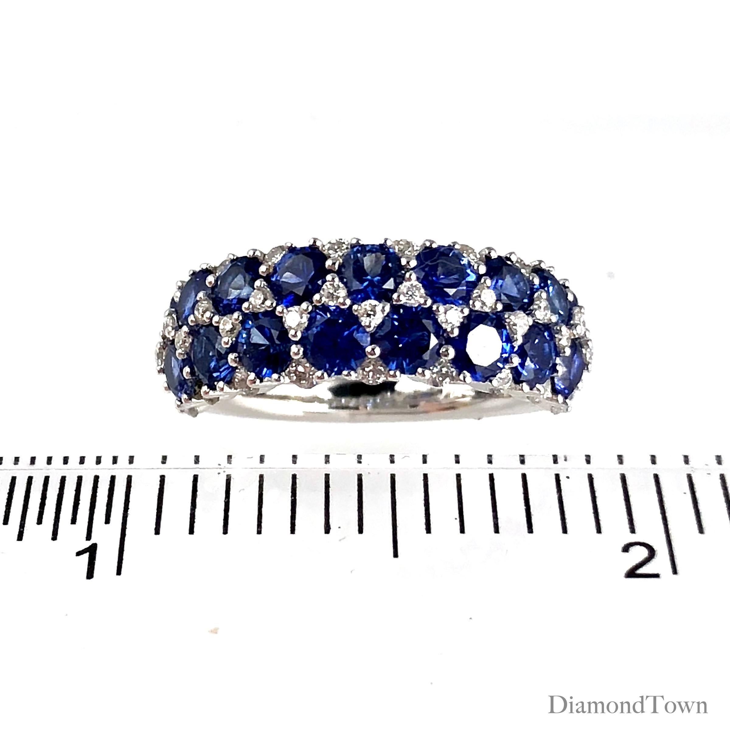 Taille ronde Bague fantaisie saphir bleu 2,58 carats et diamant naturel 0,38 carats ref1236 en vente