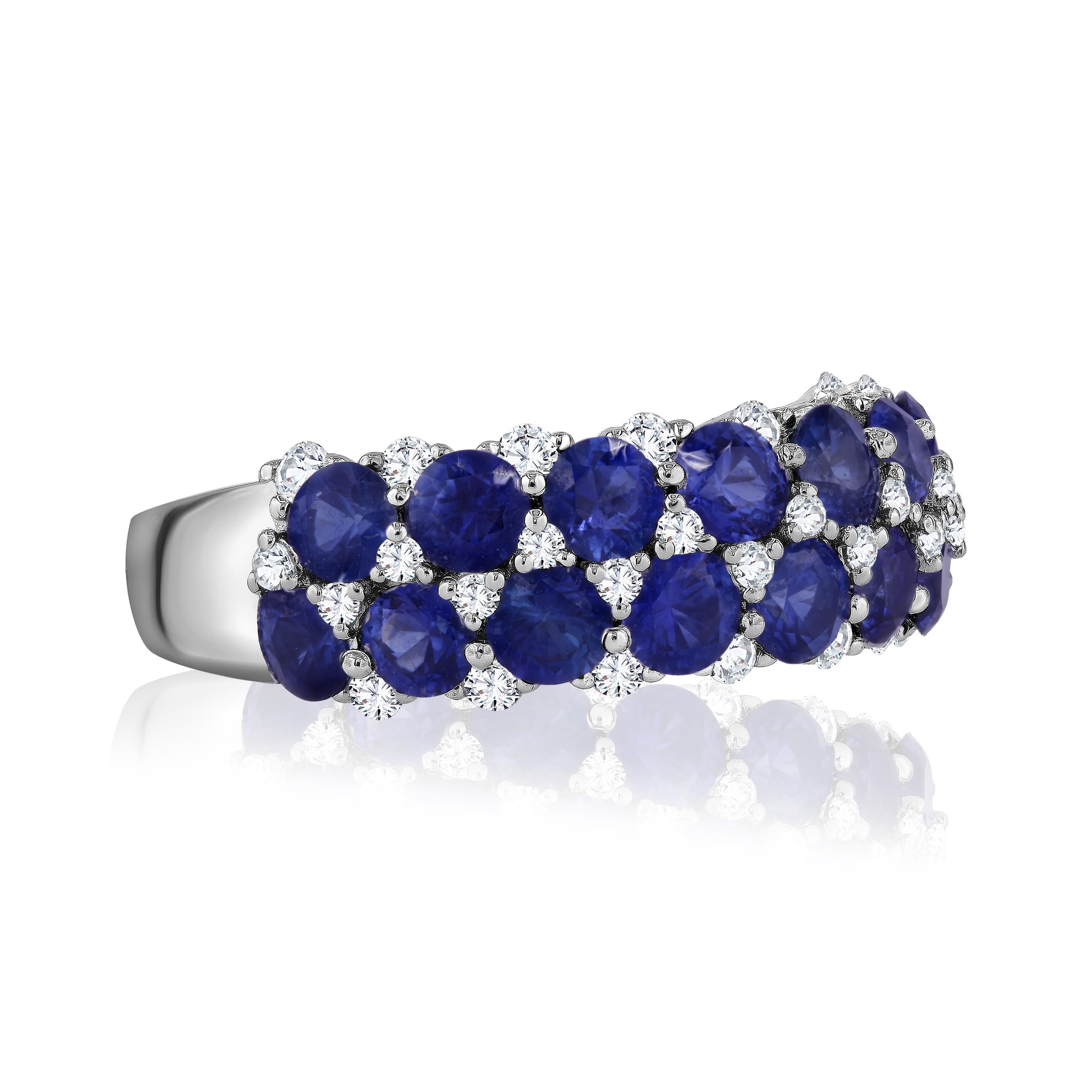 Bague fantaisie saphir bleu 2,58 carats et diamant naturel 0,38 carats ref1236 en vente 1