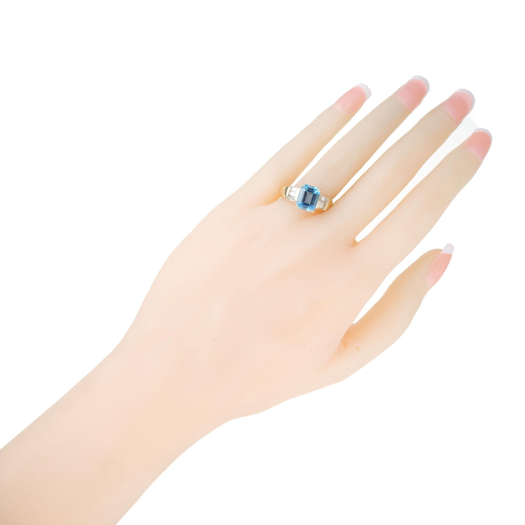 Women's 2.58 Carat Blue Topaz Diamond Yellow Gold Ring For Sale