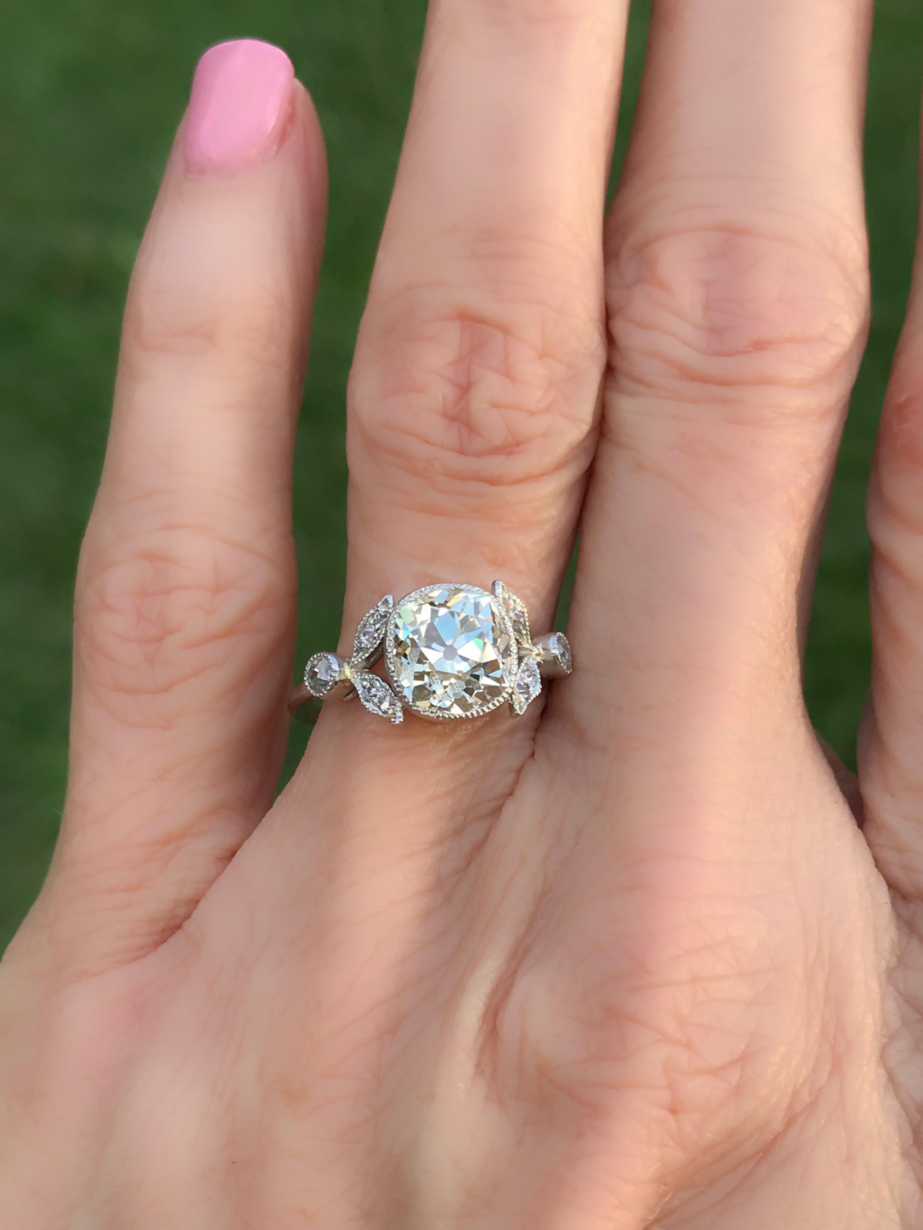 2.58 Carat Cushion Cut Diamond Platinum Engagement Ring 9