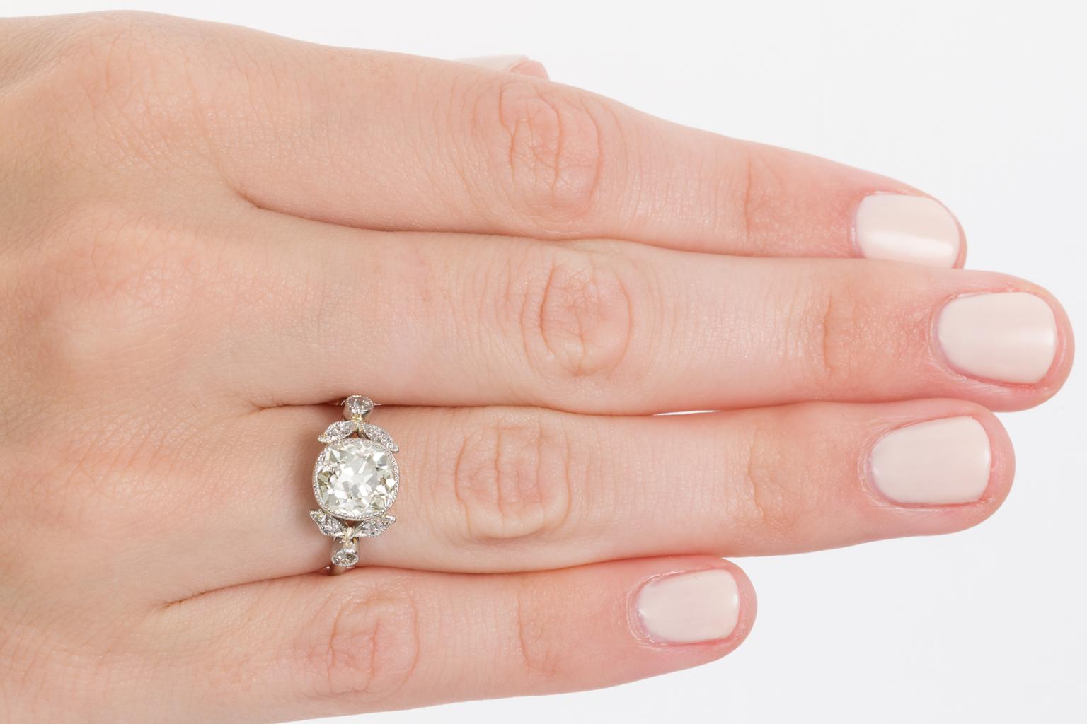 2.58 Carat Cushion Cut Diamond Platinum Engagement Ring 5