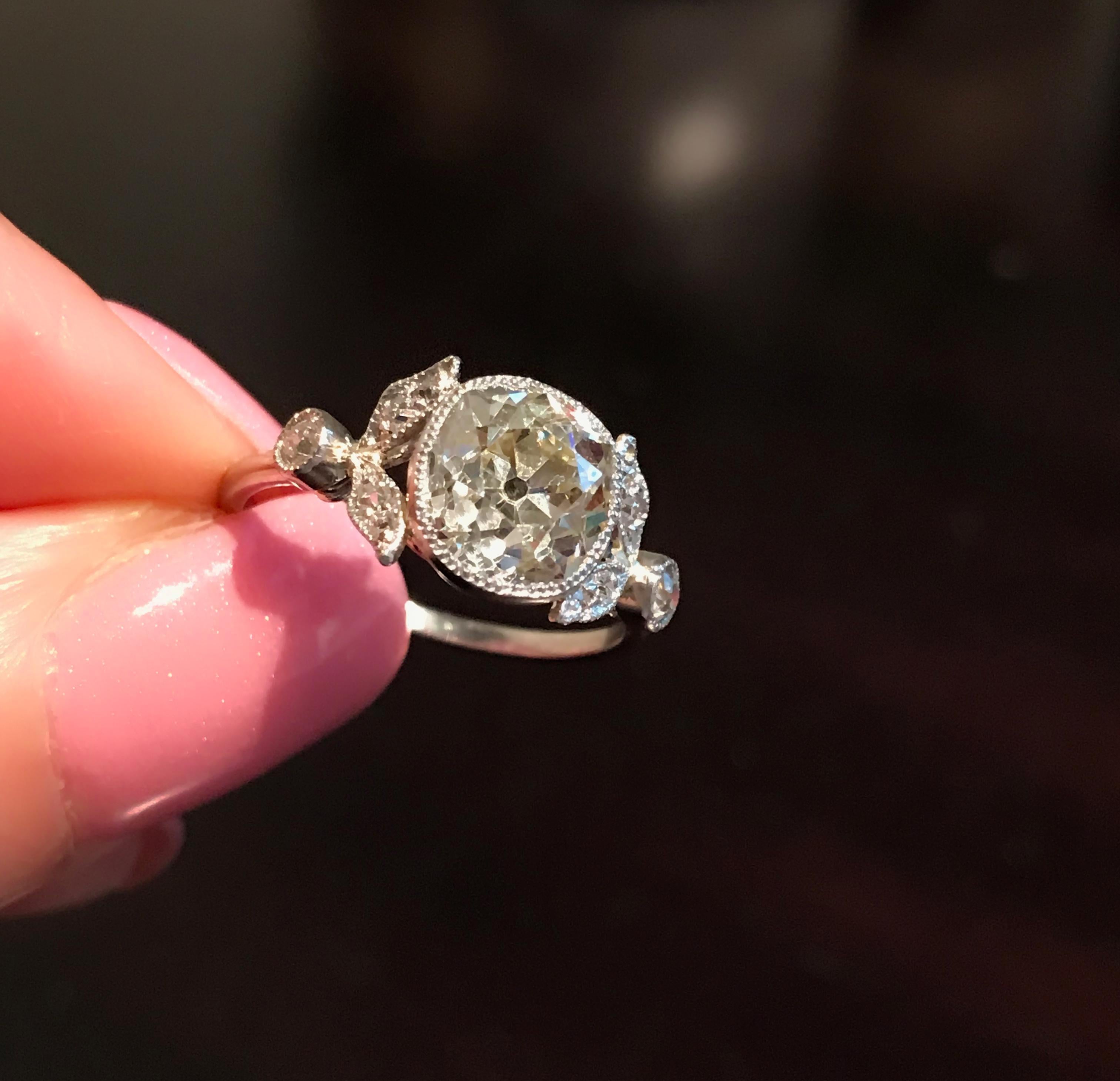 2.58 Carat Cushion Cut Diamond Platinum Engagement Ring 12