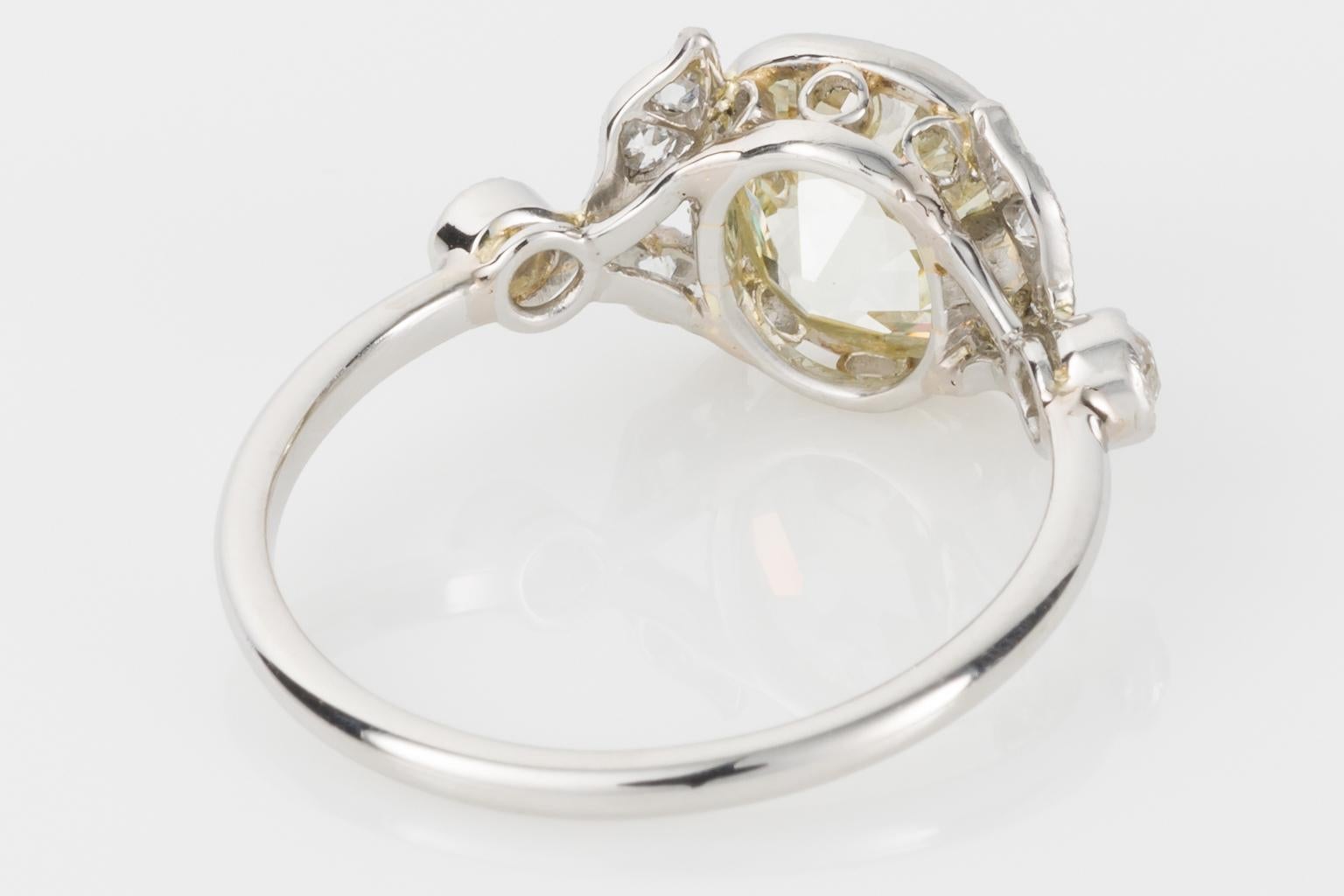 2.58 Carat Cushion Cut Diamond Platinum Engagement Ring 1
