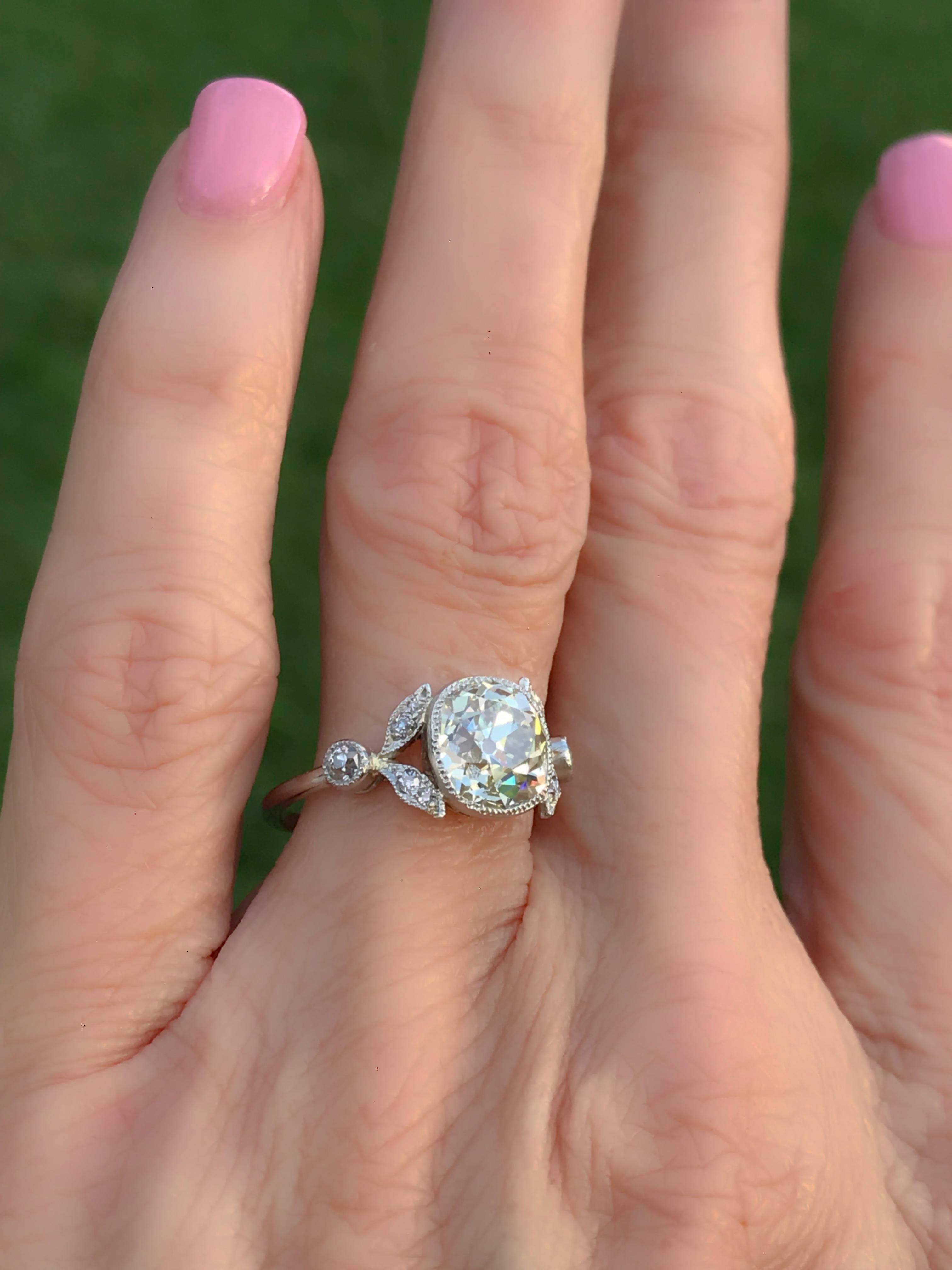 2.58 Carat Cushion Cut Diamond Platinum Engagement Ring 8
