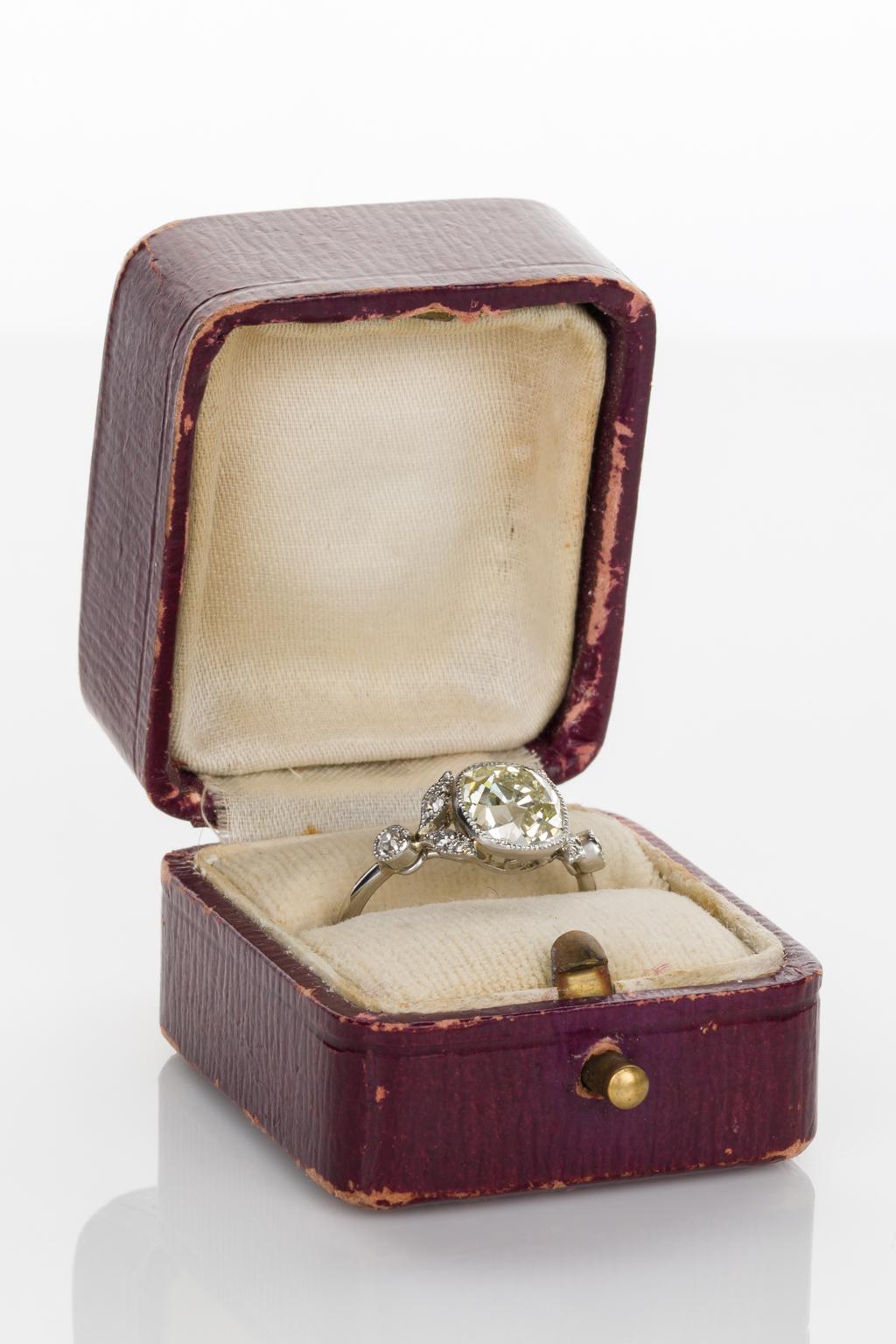 2.58 Carat Cushion Cut Diamond Platinum Engagement Ring 3