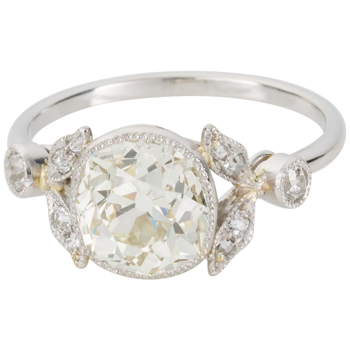 2.58 Carat Cushion Cut Diamond Platinum Engagement Ring