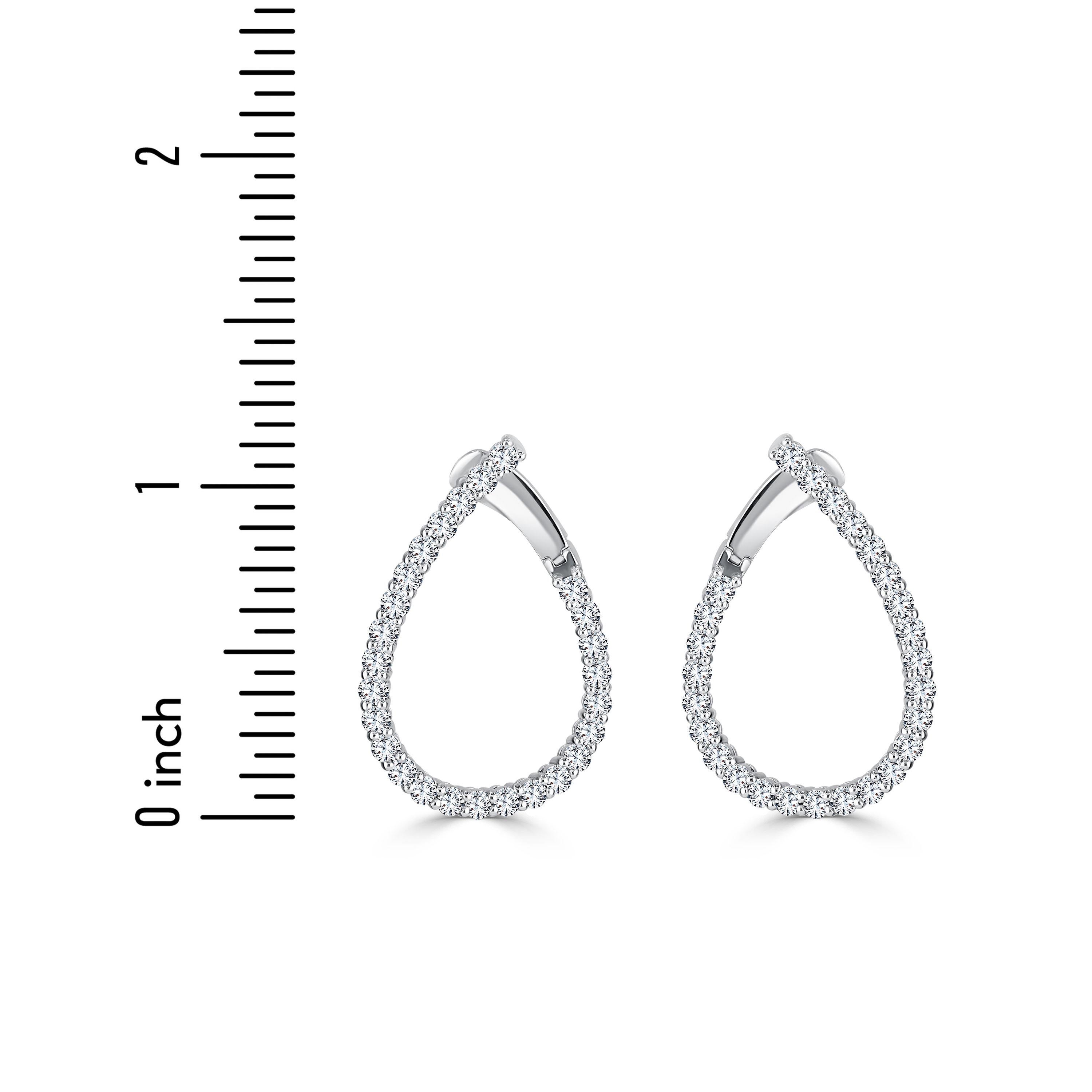 2.19 Carat Diamond Teardrop Swirl Hoop Earrings in 14k White Gold ref1972 In New Condition For Sale In New York, NY