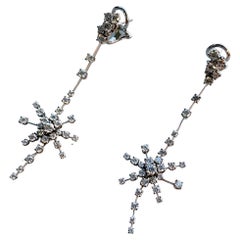 2.58 Carat Diamonds Set in 18Kt White Gold Stefan Hafner Dangling Star Earrings