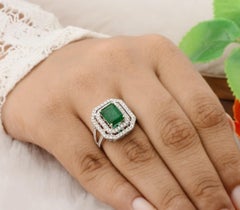 2.58 Carat Emerald Diamond 10 Karat White Gold Ring