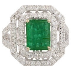 2.58 Carat Emerald Diamond 10 Karat White Gold Ring