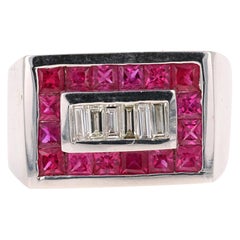 2.58 Carat Men's Ruby Diamond 14 Karat White Gold Ring