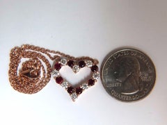 2.58 Carat Natural Vivid Red Ruby Diamond Heart Necklace 14 Karat