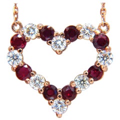 2.58 Carat Natural Vivid Red Ruby Diamond Heart Necklace 14 Karat*