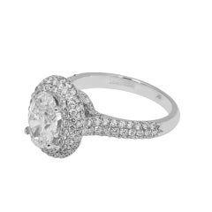 2.58 Carat Oval Diamond Ring Brilliant White 18K White Gold Quiet Power
