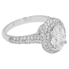2.58 Carat Oval Diamond Ring Brilliant White 18K White Gold Quiet Power
