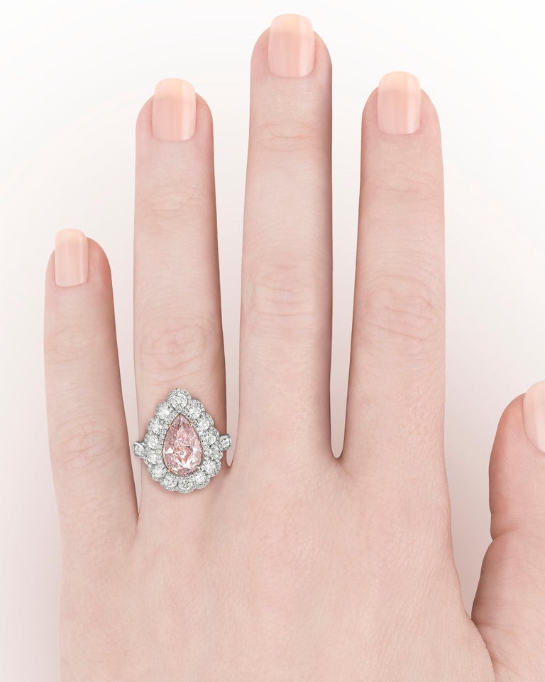 Pear Cut 2.58 Carat Pink Diamond Ring 