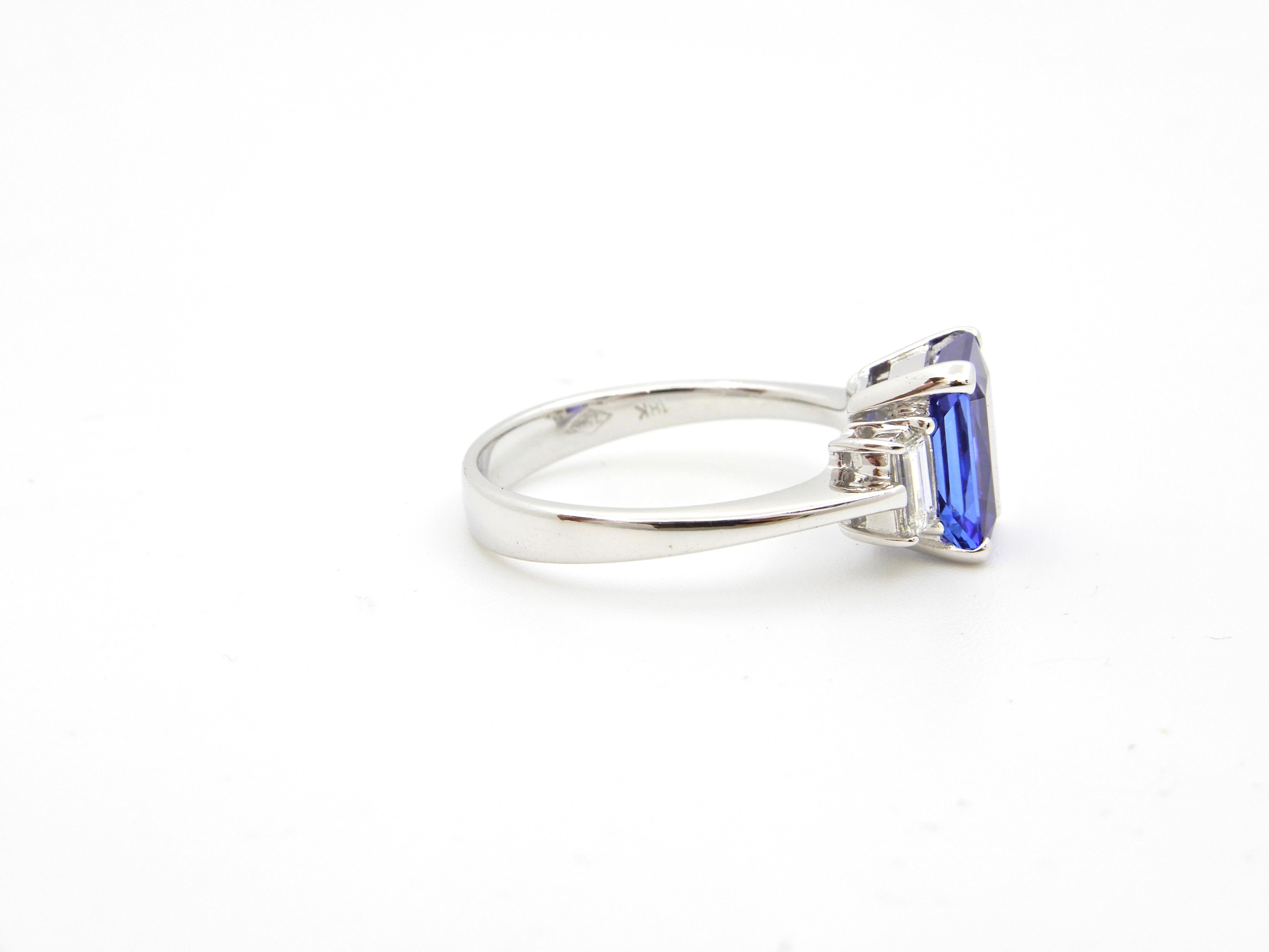 2.58 Carat Radiant Cut Tanzanite Diamond Cocktail Ring For Sale 5