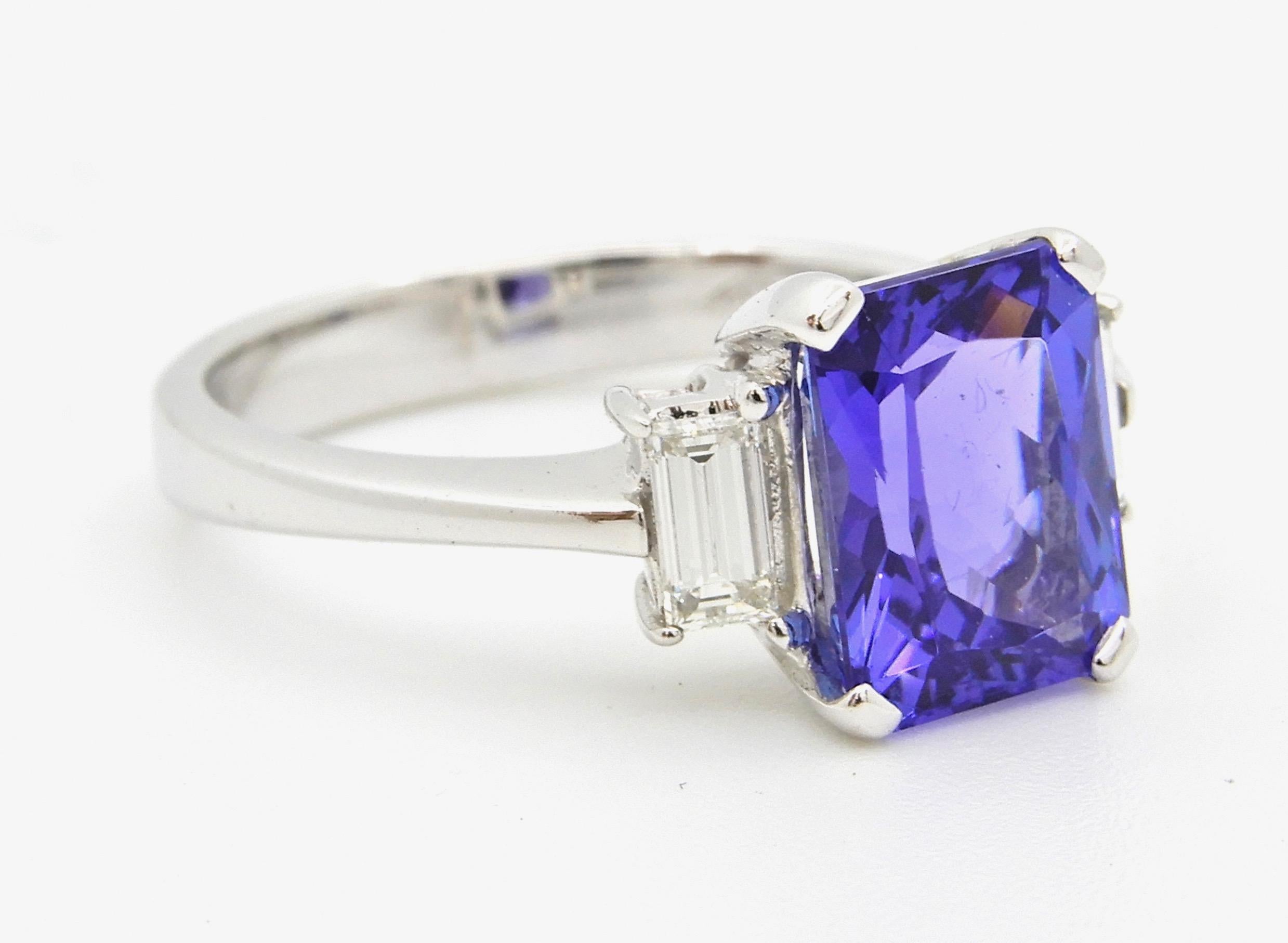 2.58 Carat Radiant Cut Tanzanite Diamond Cocktail Ring For Sale 6