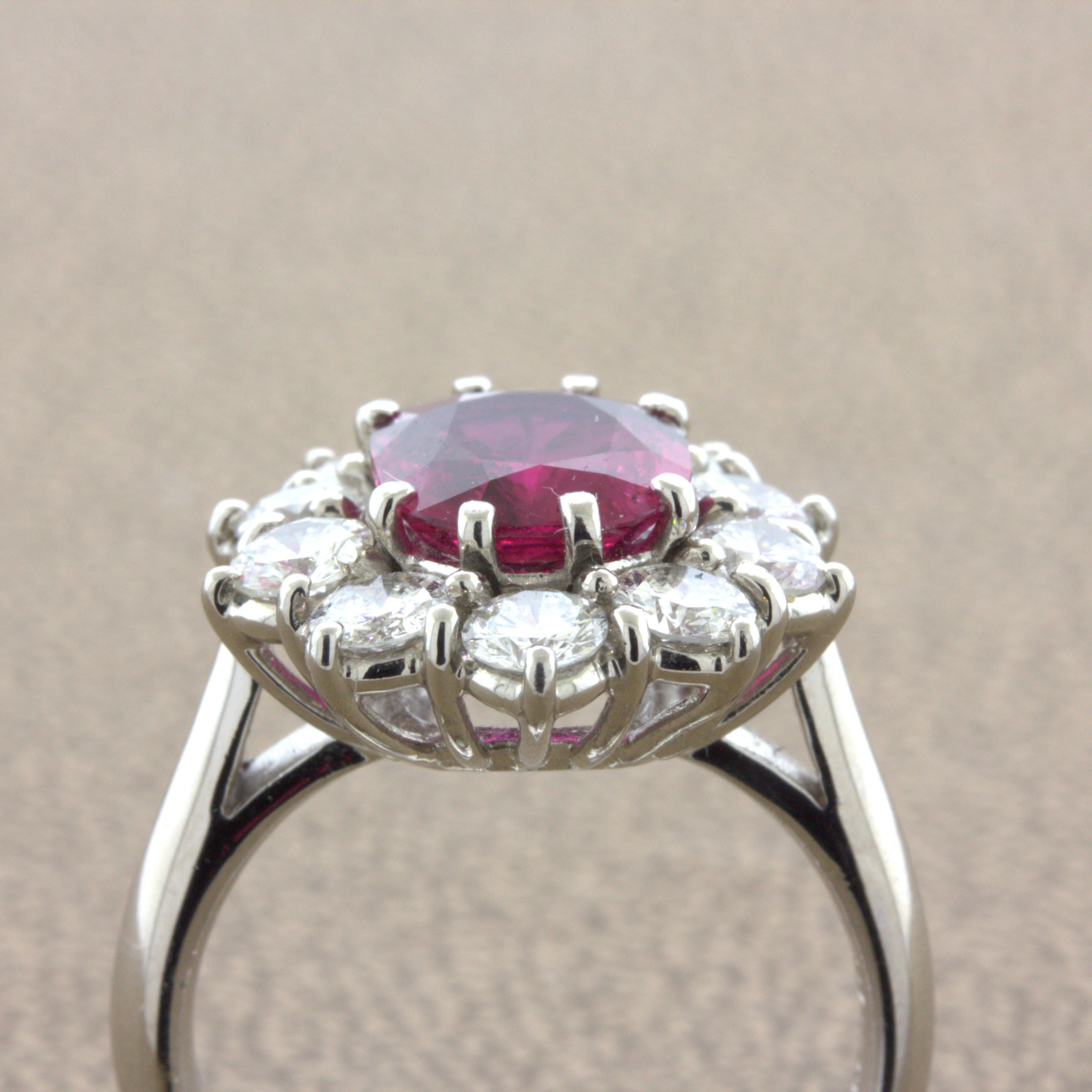 2,58 Karat Rubin Diamant Prinzessin Diana Platin Ring, GIA zertifiziert im Angebot 2