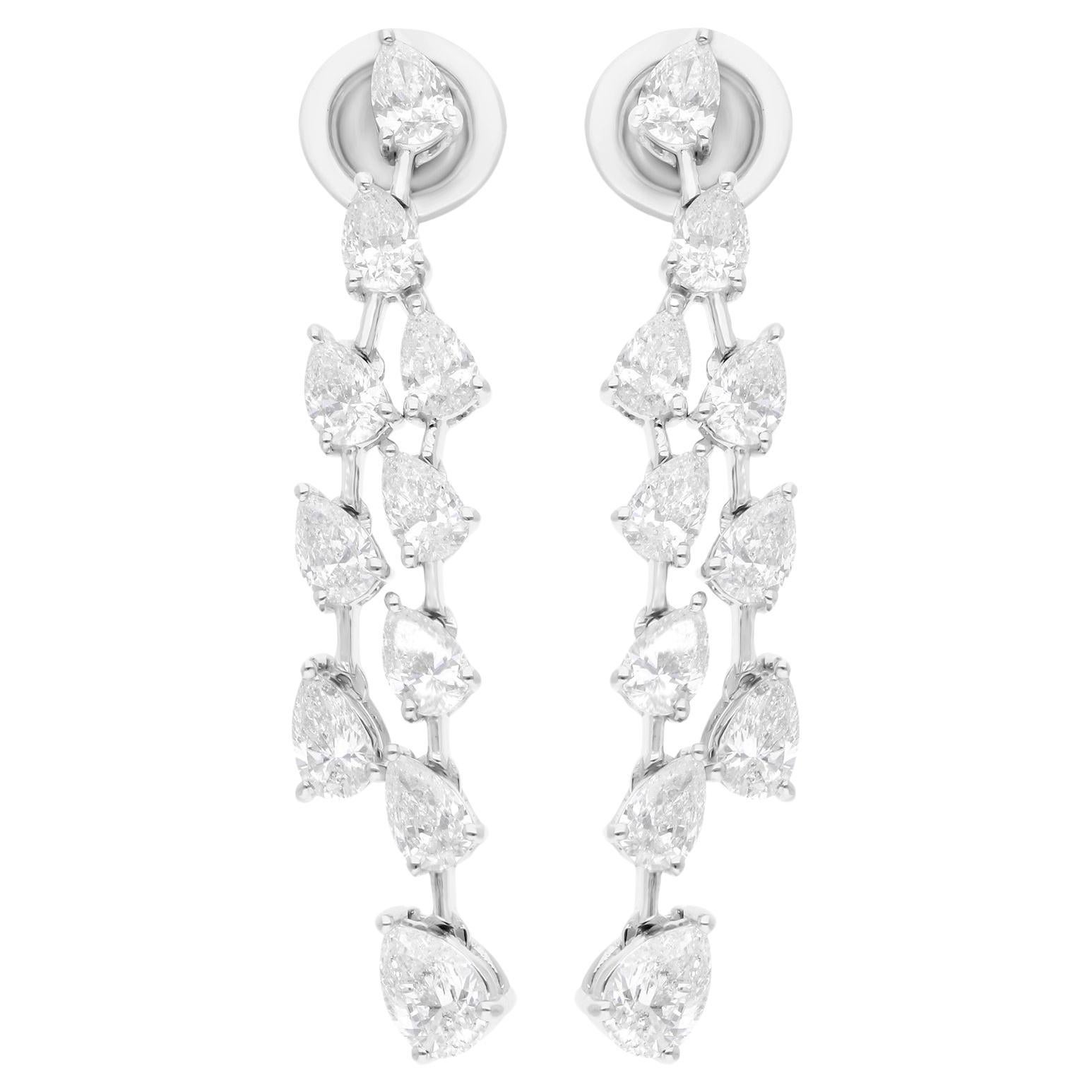 2.58 Carat SI Clarity HI Color Pear Diamond Earrings 14 Karat White Gold Jewelry