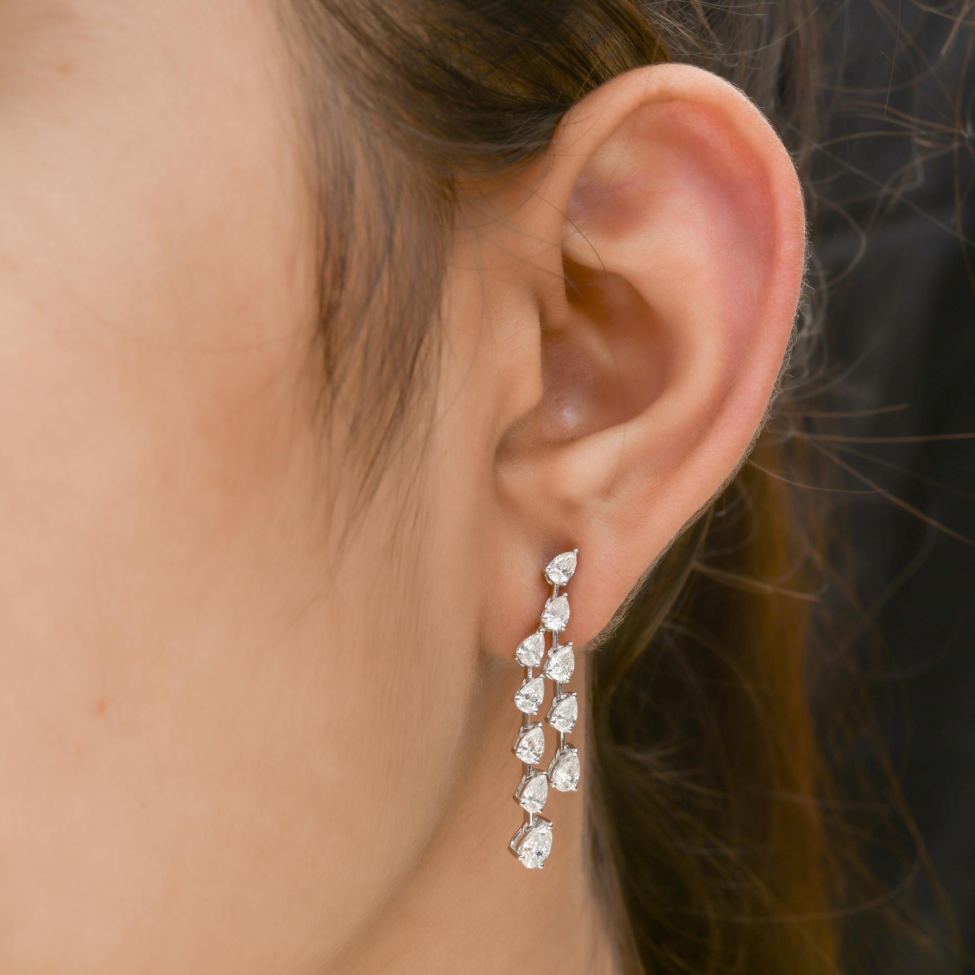 2,58 Karat SI Reinheit HI Farbe Birne Diamant Ohrringe 18 Karat Weißgold Schmuck (Tropfenschliff) im Angebot
