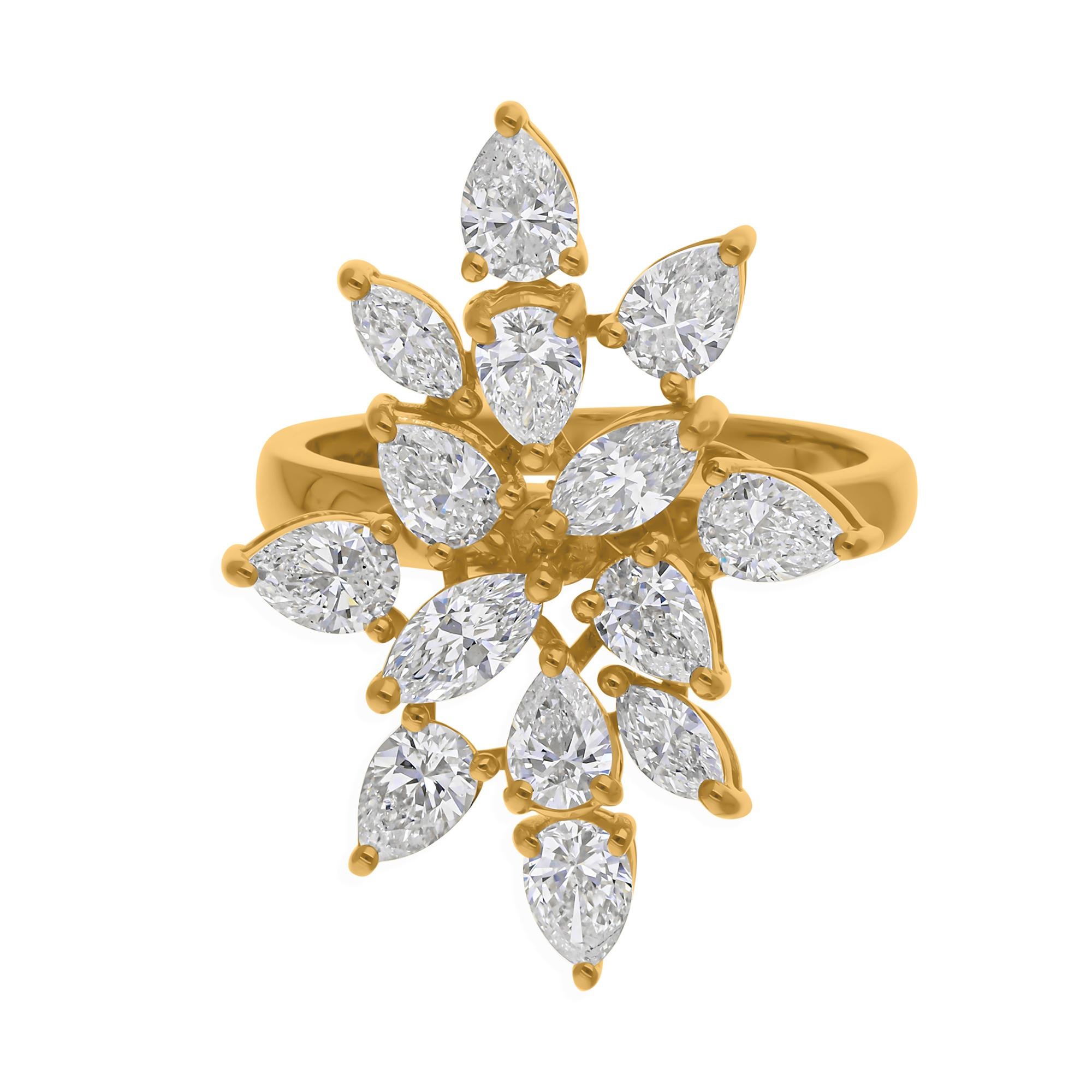 in vendita:  Anello cocktail con cluster di diamanti da 2,58 carati SI/H Oro giallo 18 carati Gioielli di pregio 4