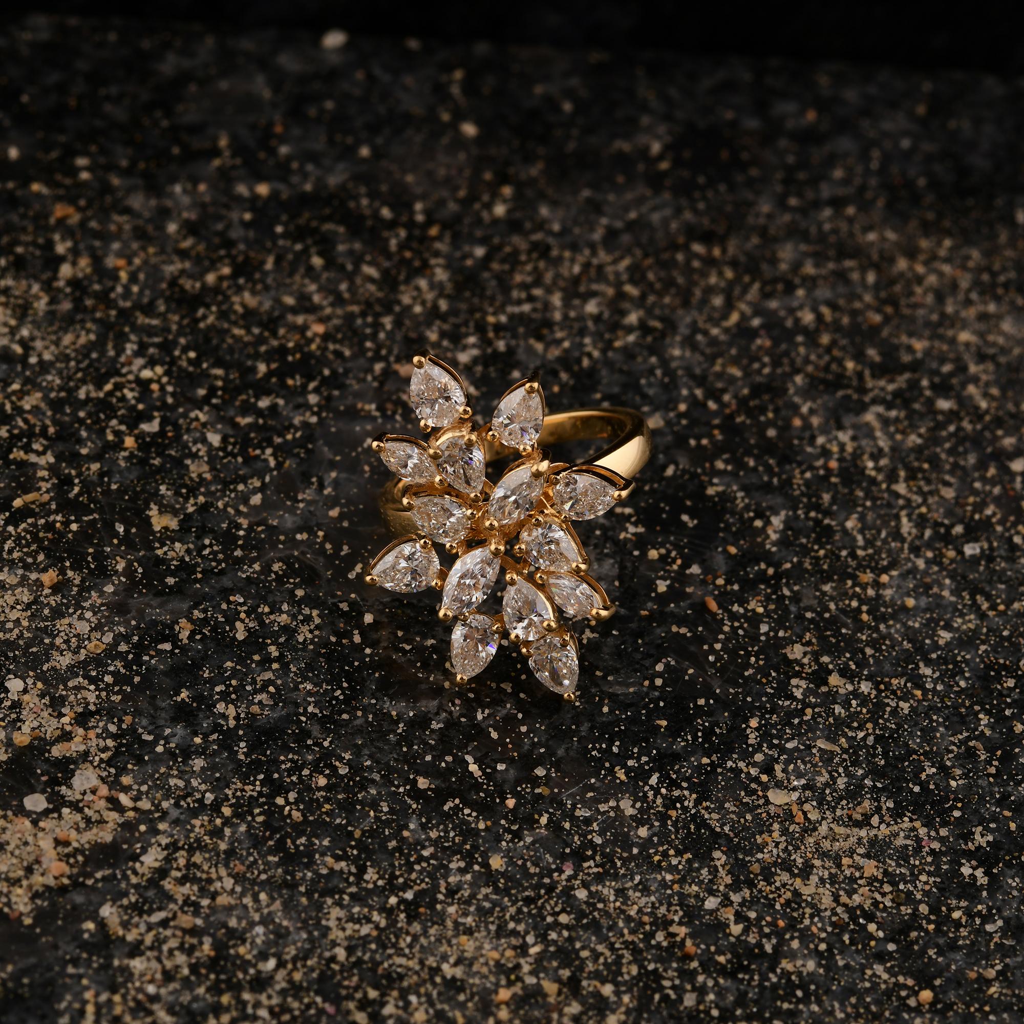 in vendita:  Anello cocktail con cluster di diamanti da 2,58 carati SI/H Oro giallo 18 carati Gioielli di pregio 5