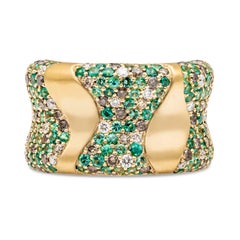 Roman Malakov 2.58 Carat Total Round Cut Tsavorite & Diamond Fashion Ring