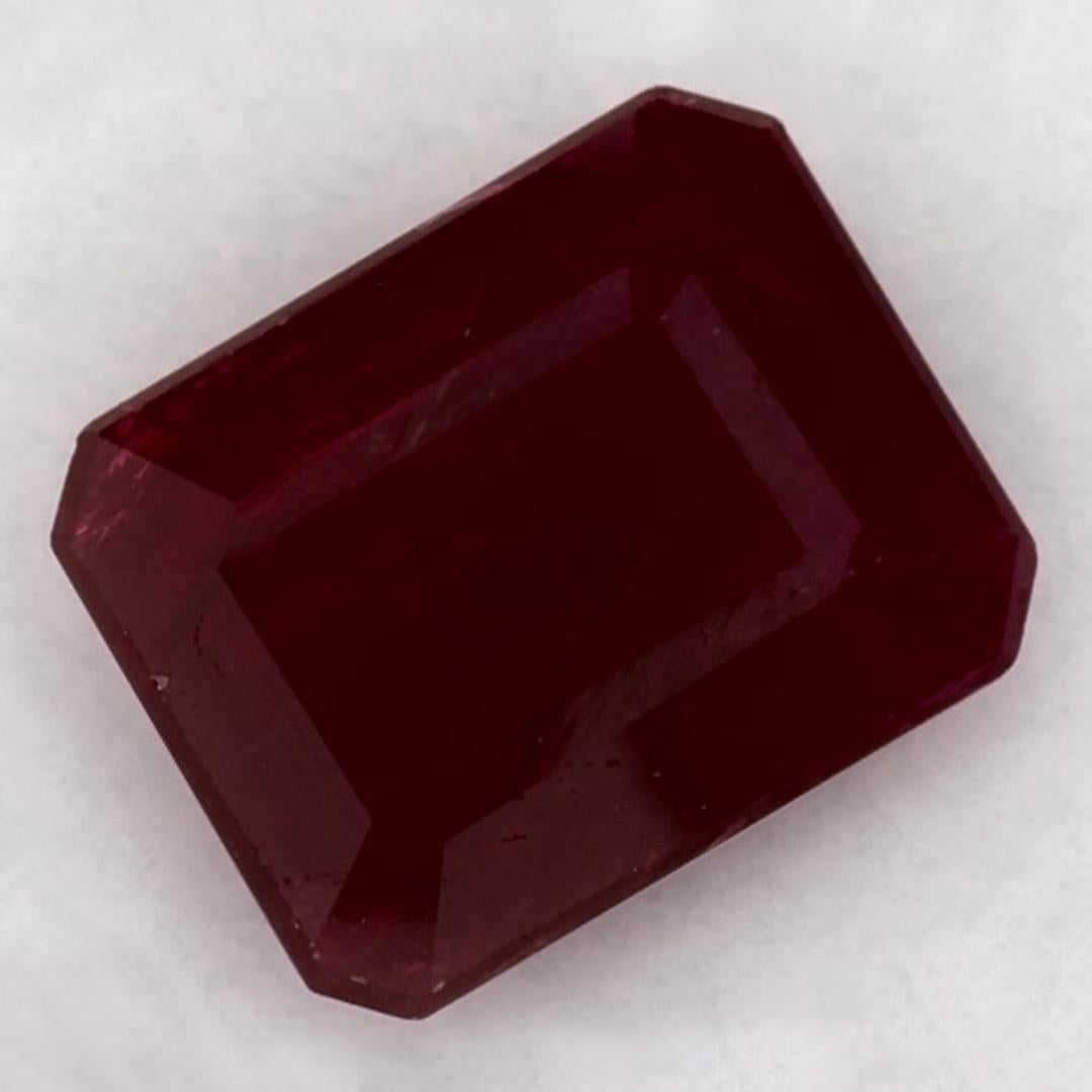 2.58 Ct Ruby Octagon Cut Loose Gemstone In New Condition In Fort Lee, NJ