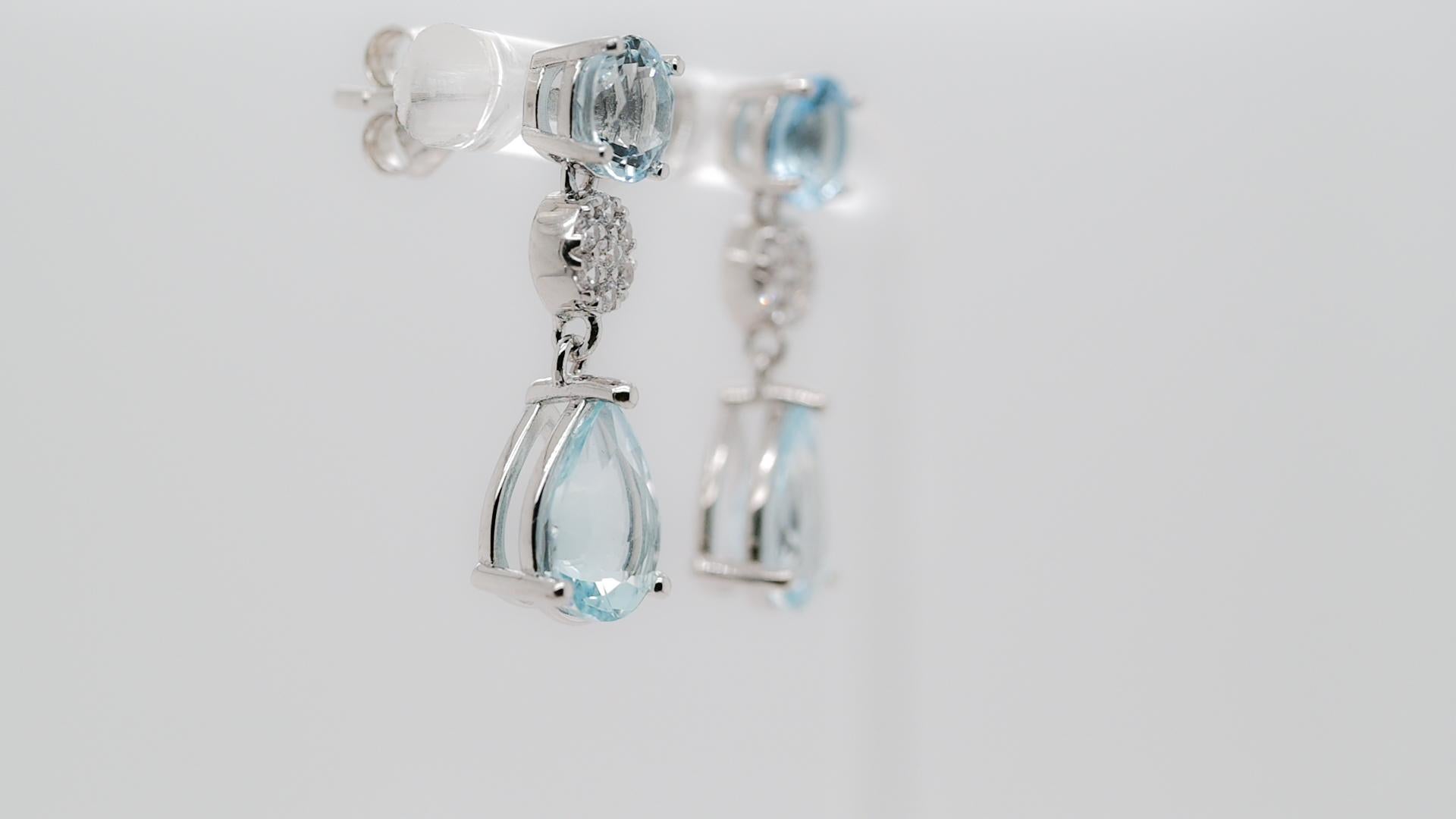Art Deco 1.45 Cts Aquamarine Drop Dangle Earrings 925 Sterling Silver Women Jewelry   For Sale