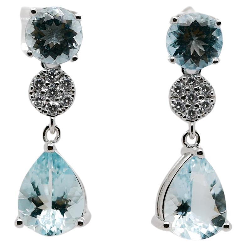 1.45 Cts Aquamarine Drop Dangle Earrings 925 Sterling Silver Women Jewelry   For Sale