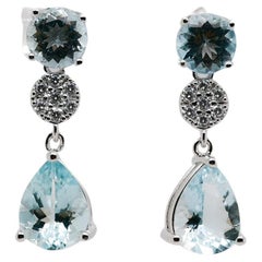 1.45 Cts Aquamarine Drop Dangle Earrings 925 Sterling Silver Women Jewelry  