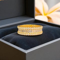2.58 Cts F/VS1 Round & Baguette Diamonds Half Eternity Band Ring 14K Yellow Gold