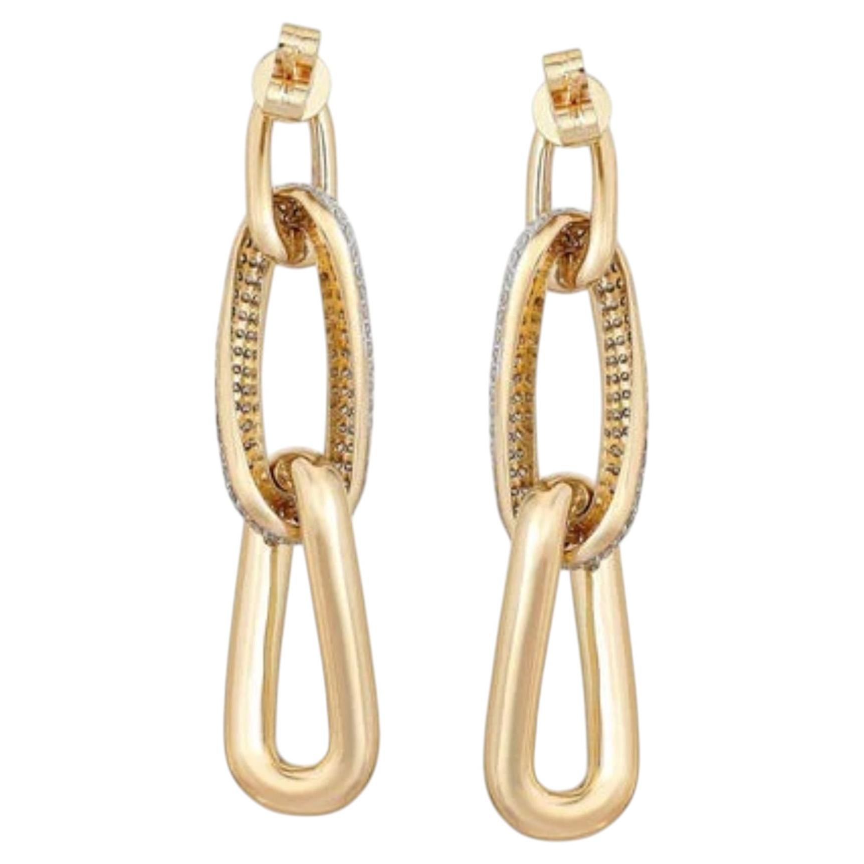 2.27ct Diamond 14K Yellow Gold Drop Earrings For Sale