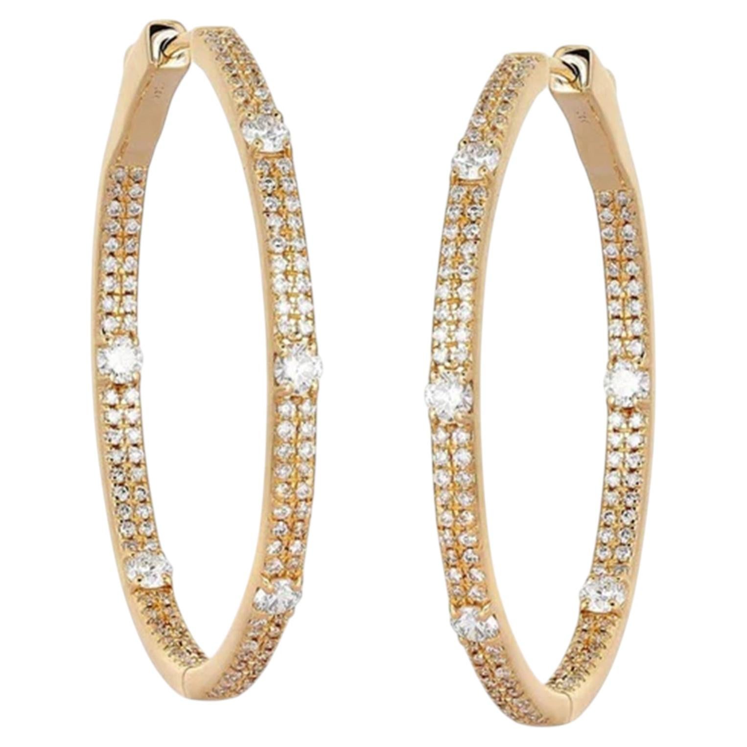 258 Diamond 14K (or 18k upon request) Yellow Gold Halo Huggie Earrings For Sale