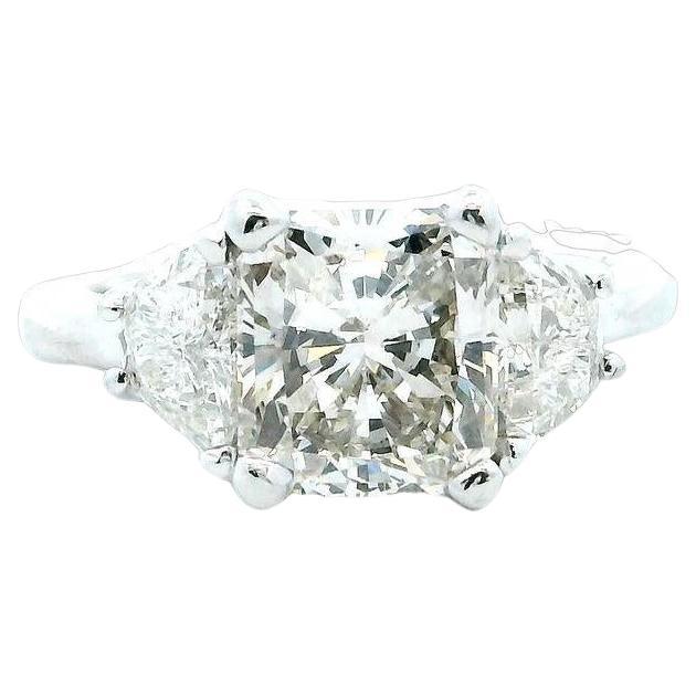 2.58 Square Radiant Diamond Modern Engagement Ring GIA Certified For Sale