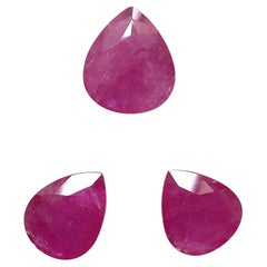 25.81 Carats Ruby Mozambique Pear Faceted Cut stone 3 Piece Heated Natural Gem